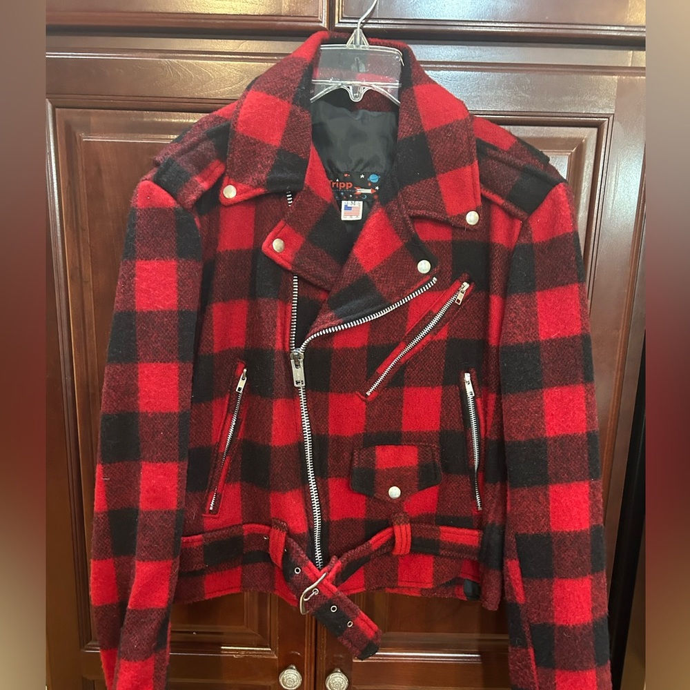 Vintage Tripp NYC rare wool plaid  moto jacket